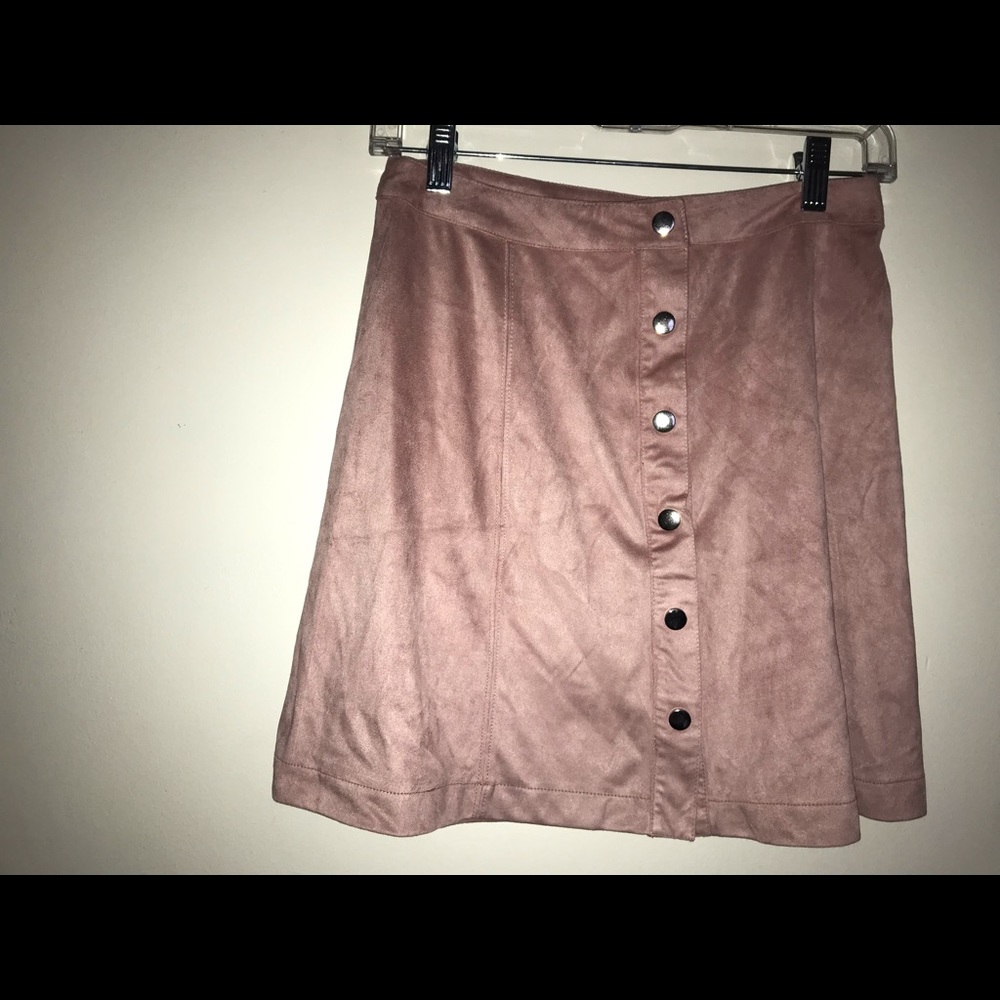 pink suede skirt